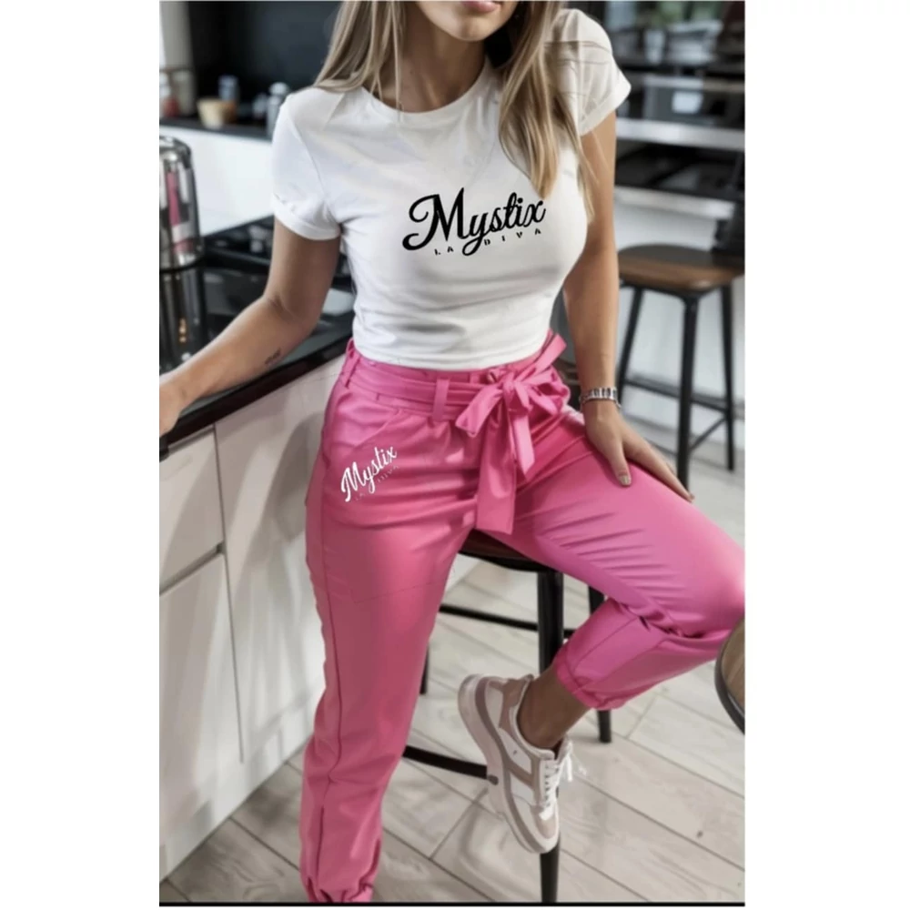 Mystix P.nk fehér póló pink nadrág szett