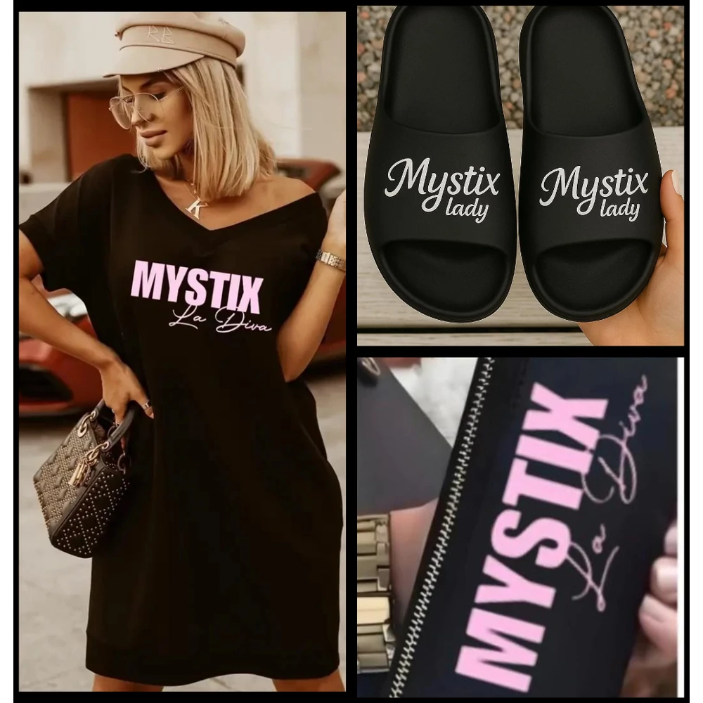 Mystix Divine fekete tunika pénztárca szett- AJÁNDÉK PAPUCCSAL