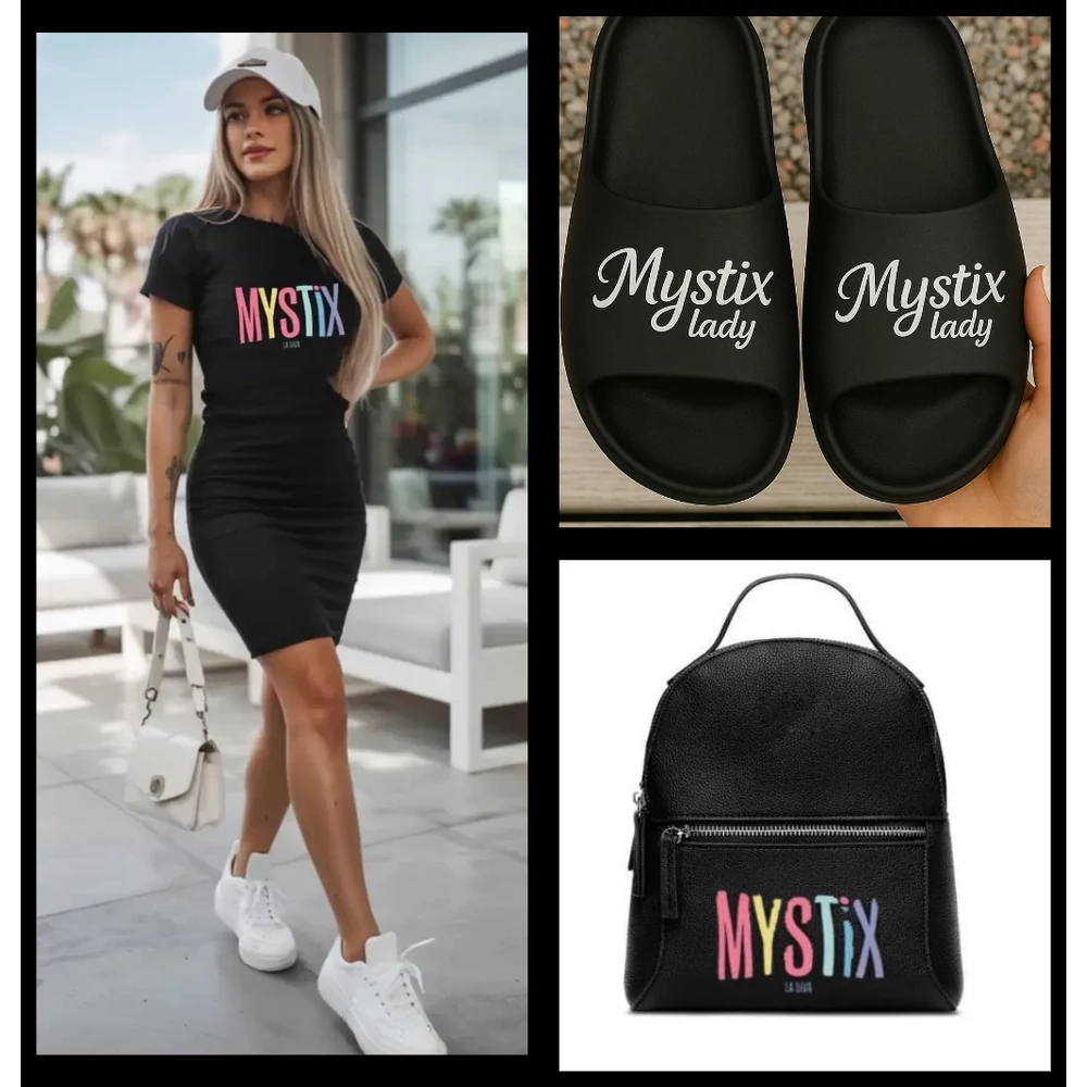 Mystix Divine fekete tunika táska szett- AJÁNDÉK PAPUCCSAL